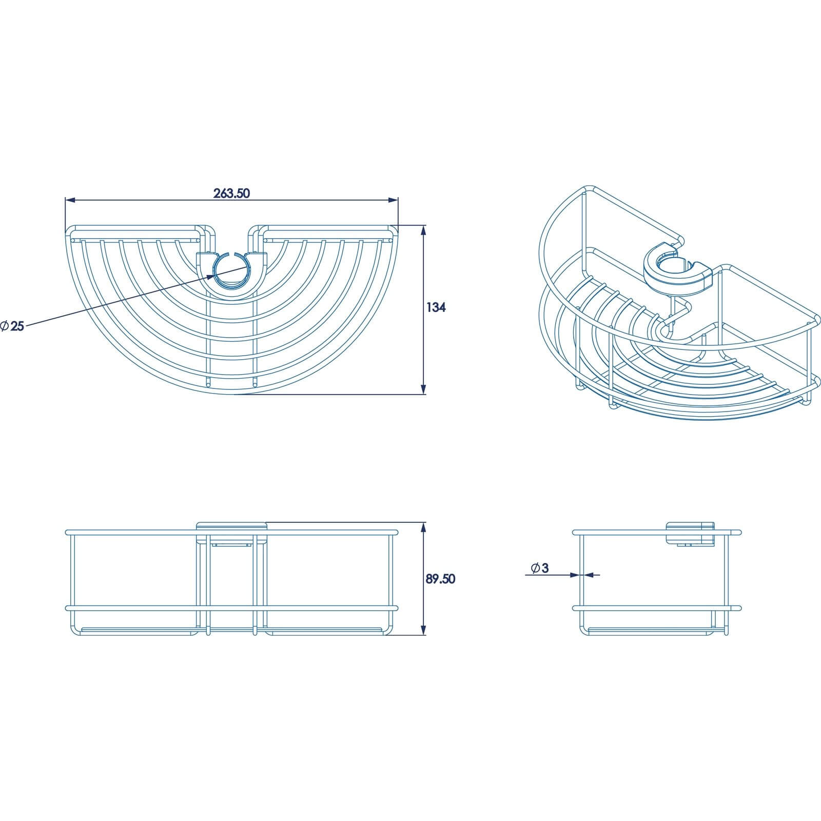 Croydex Universal Riser Rail Basket/Shower Caddy