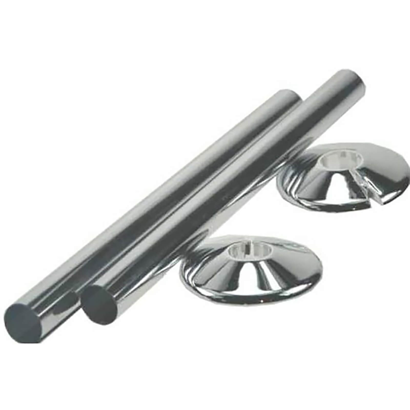 Radiator Finishing Kit with 2 Finish Pipe Covers & 2 Radiator Pipe Collars in Chrome - 15mm