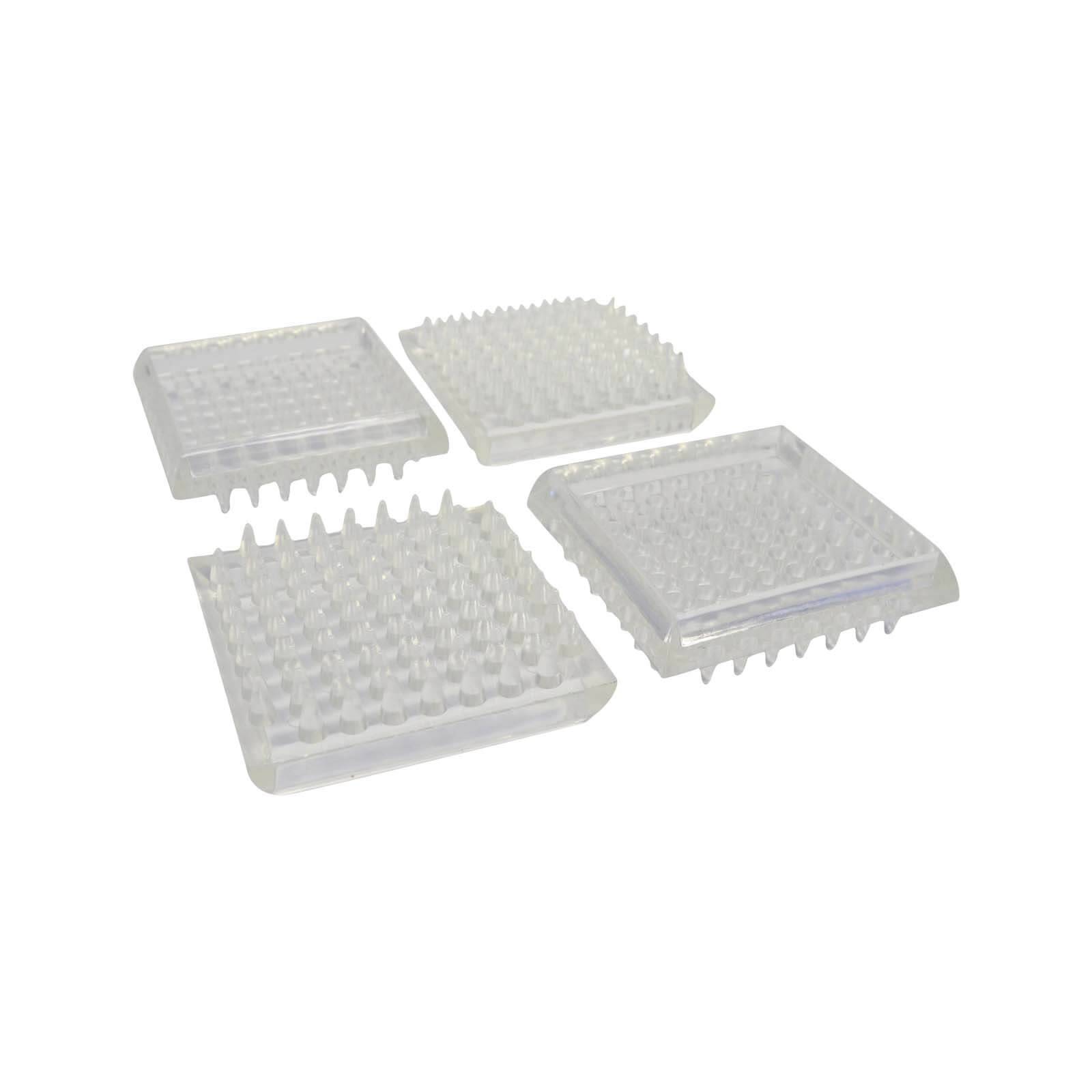 Castor Cup Square 48mm Clear Spiked Plastic