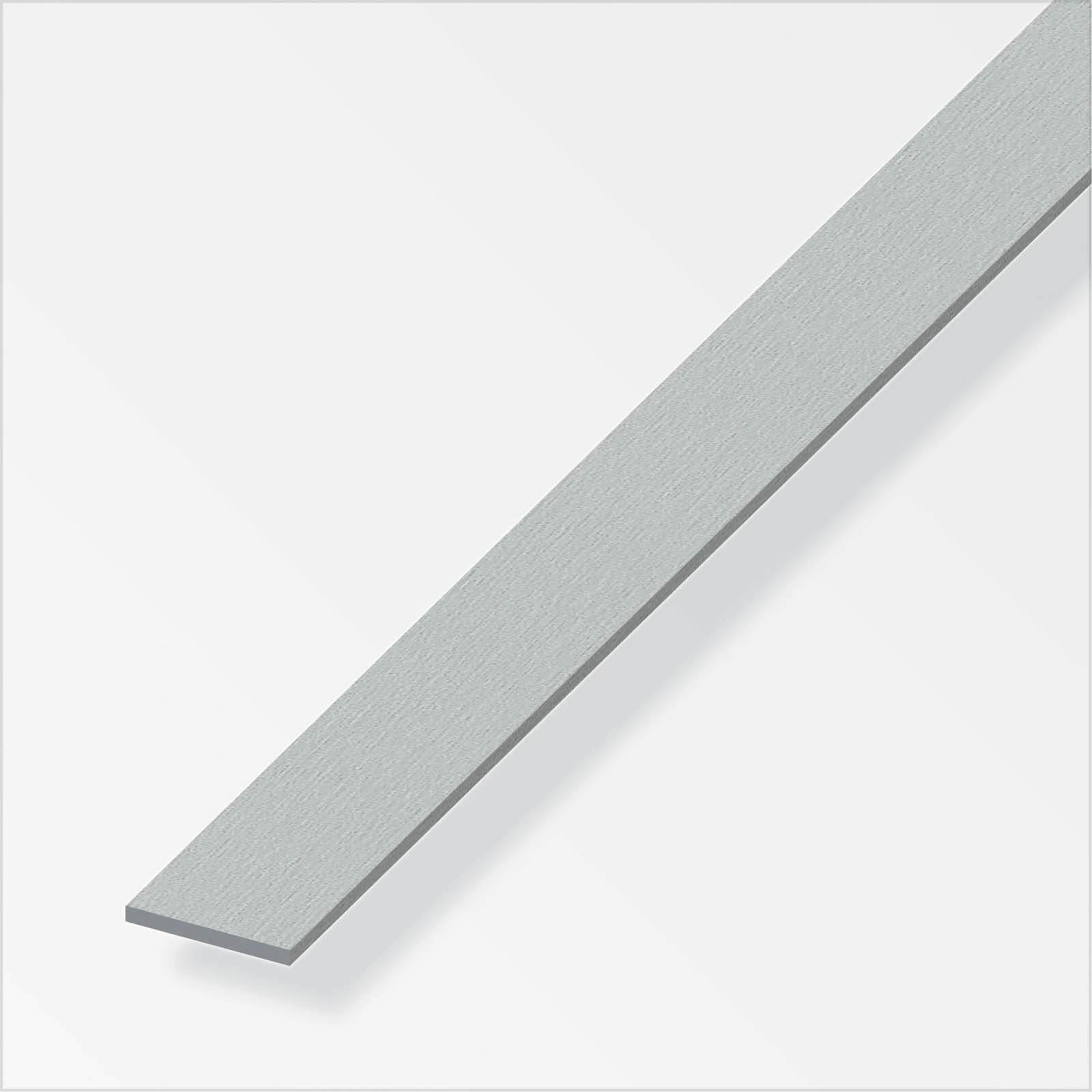 Aluminium Flat Bar Profile - Brushed Stainless Steel - 20mm x 2mm x 1m