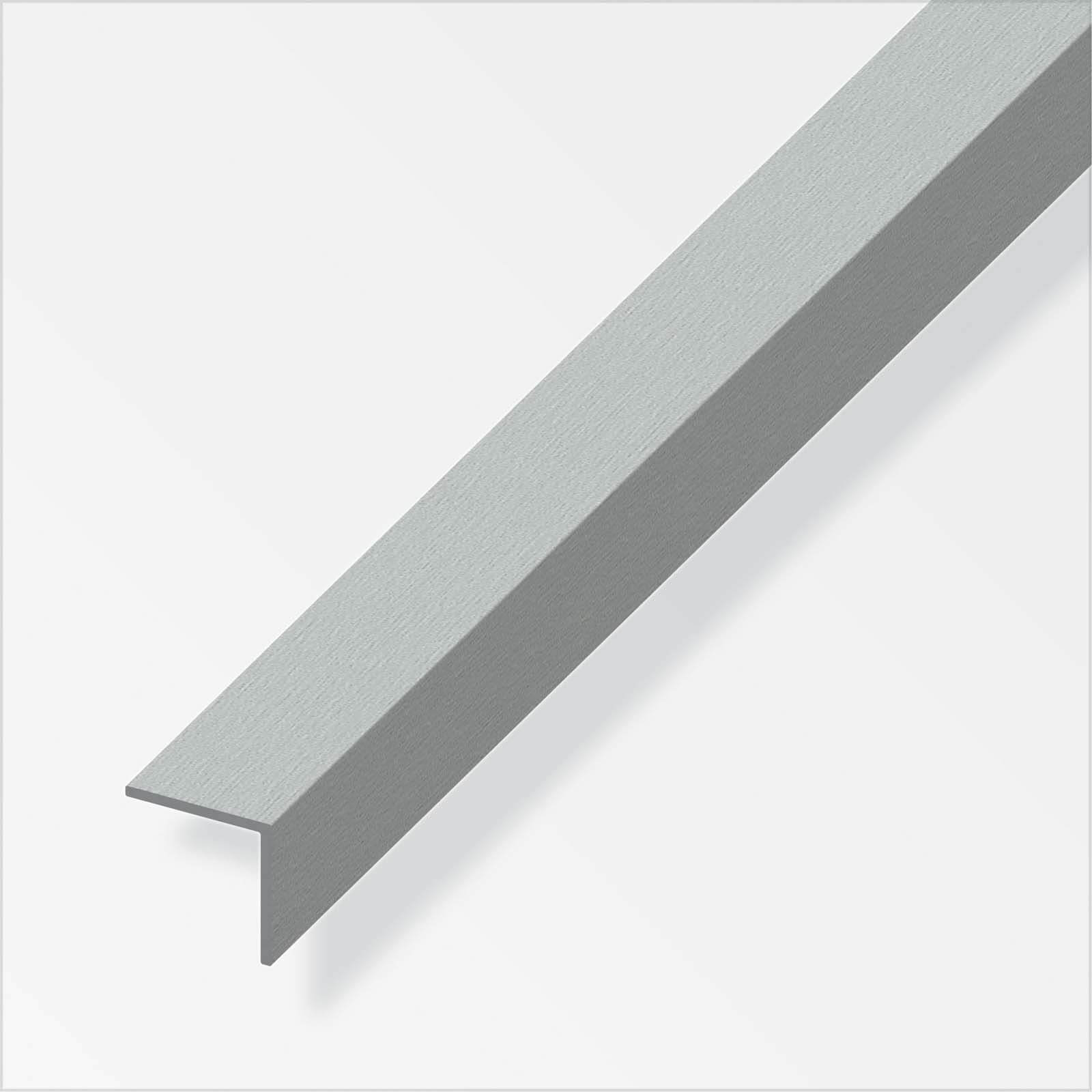 Aluminium Equal Angle Profile - Brushed Stainless Steel - 15mm x 15mm x 1m