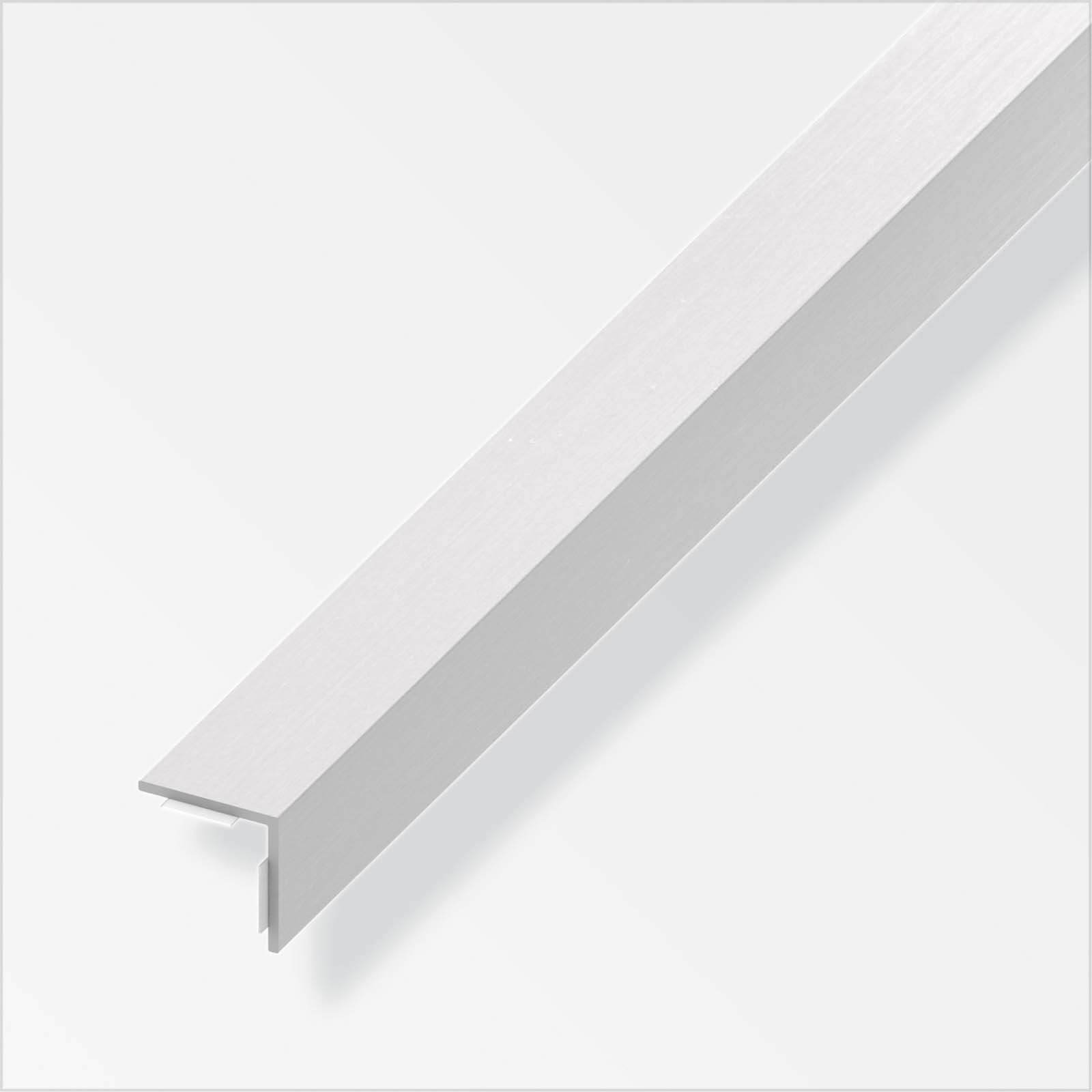 PVC Equal Angle Self-Adhesive Profile - Brushed Aluminium - 1m x 20 x 20mm