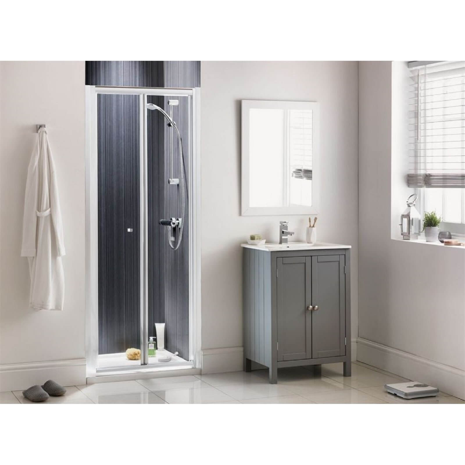 Mondella Bi-Fold Shower Door - 900mm - Silver