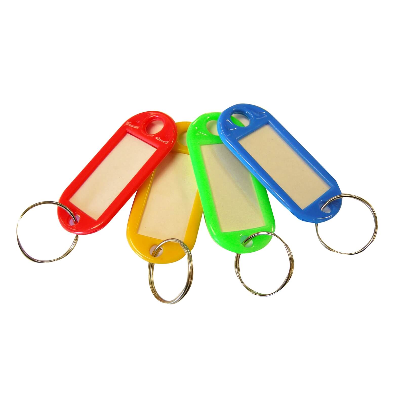 Large Key Rings With ID Tabs - 4 Pack - Assorted Colours
