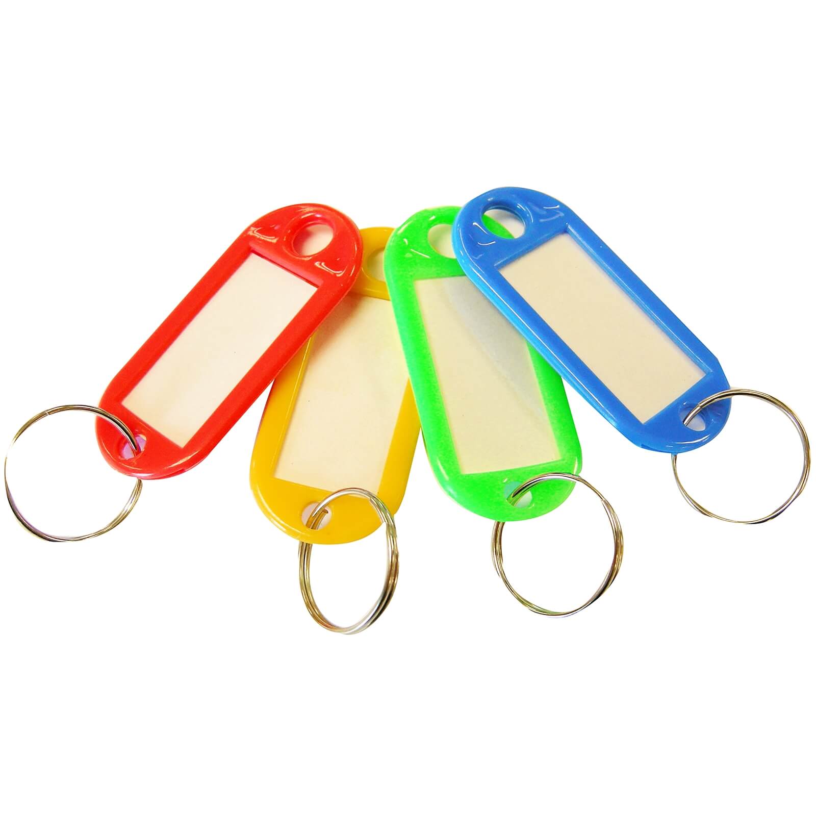 Large Key Rings With ID Tabs - 20 Megapack - Assorted Colours