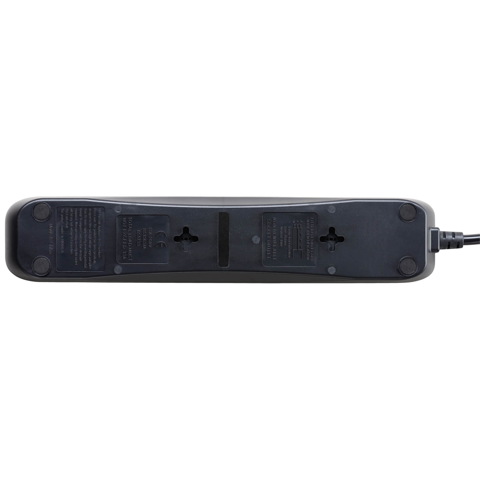 Masterplug 4 Socket 2 USB Surge Extension Lead 1m Polished Black