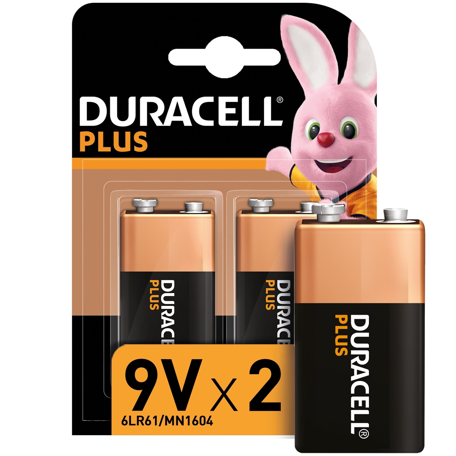Duracell Plus 9V Batteries - 2 Pack