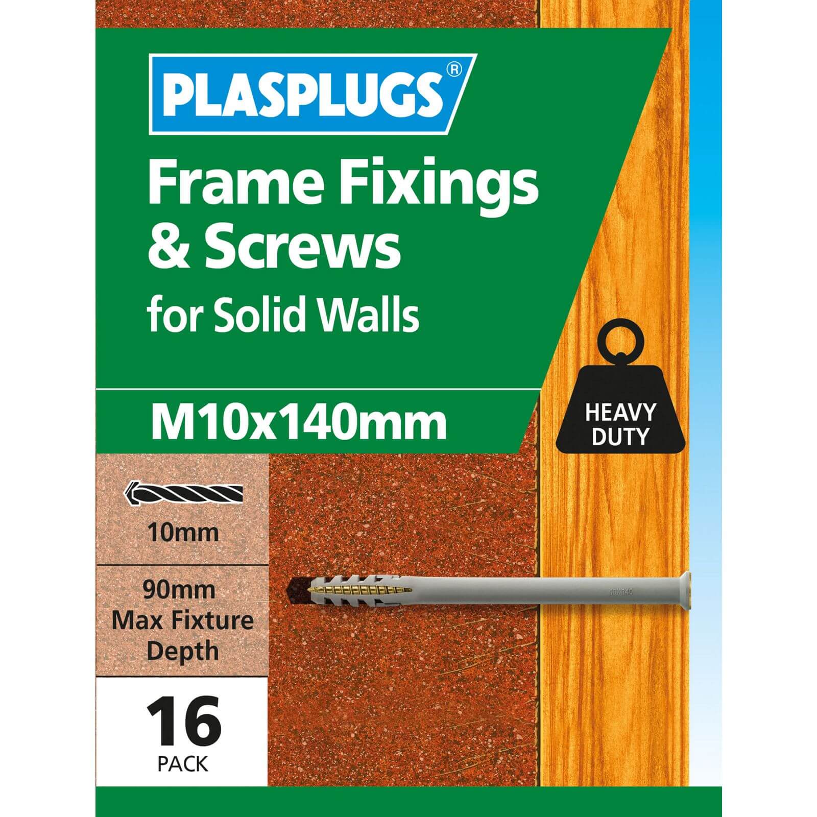 Plasplugs Frame Fixings M10 x 135mm x 16