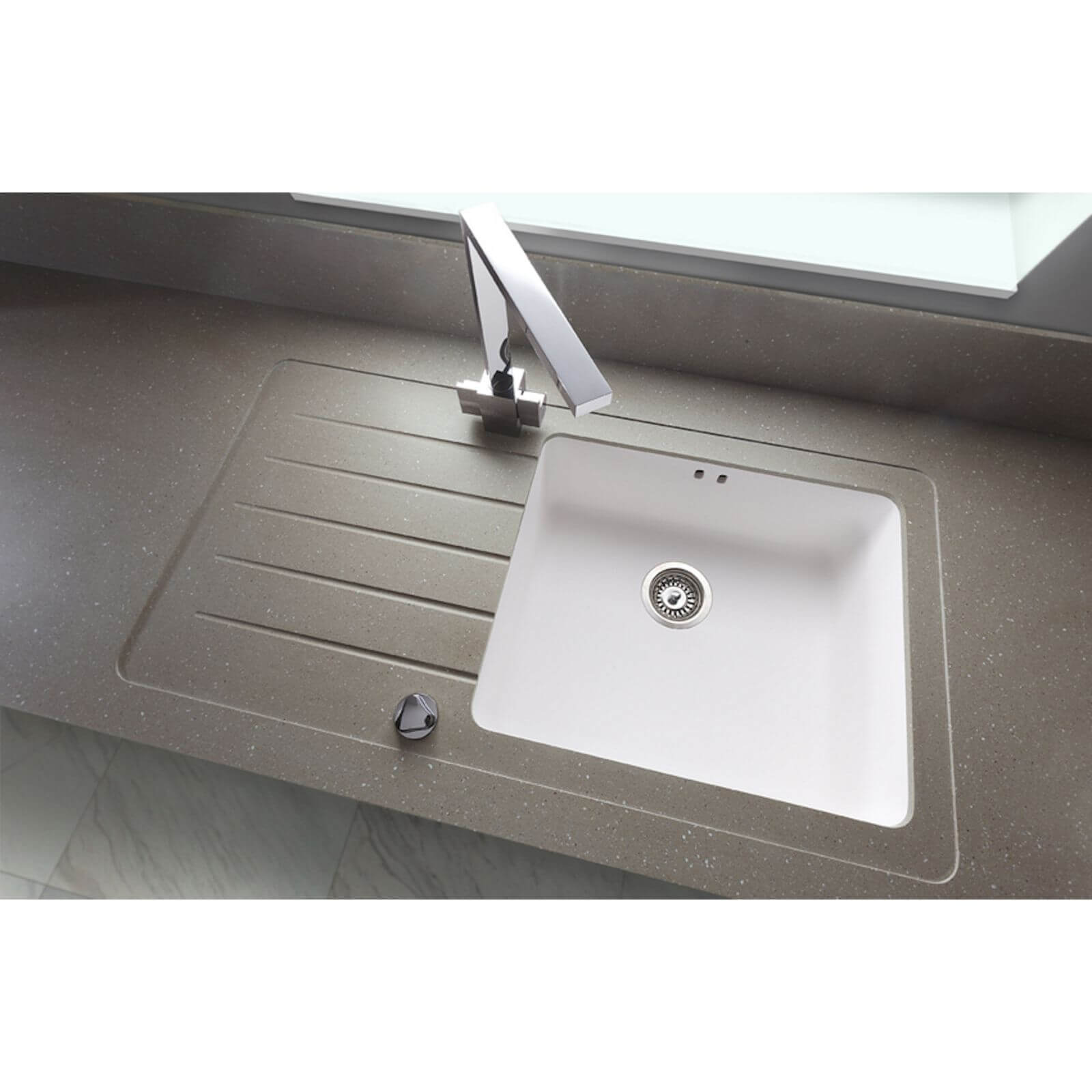Maia Brazilian Greige Kitchen Sink Worktop - 1.5 Designer Right Hand Bowl - 3600 x 650 x 28mm
