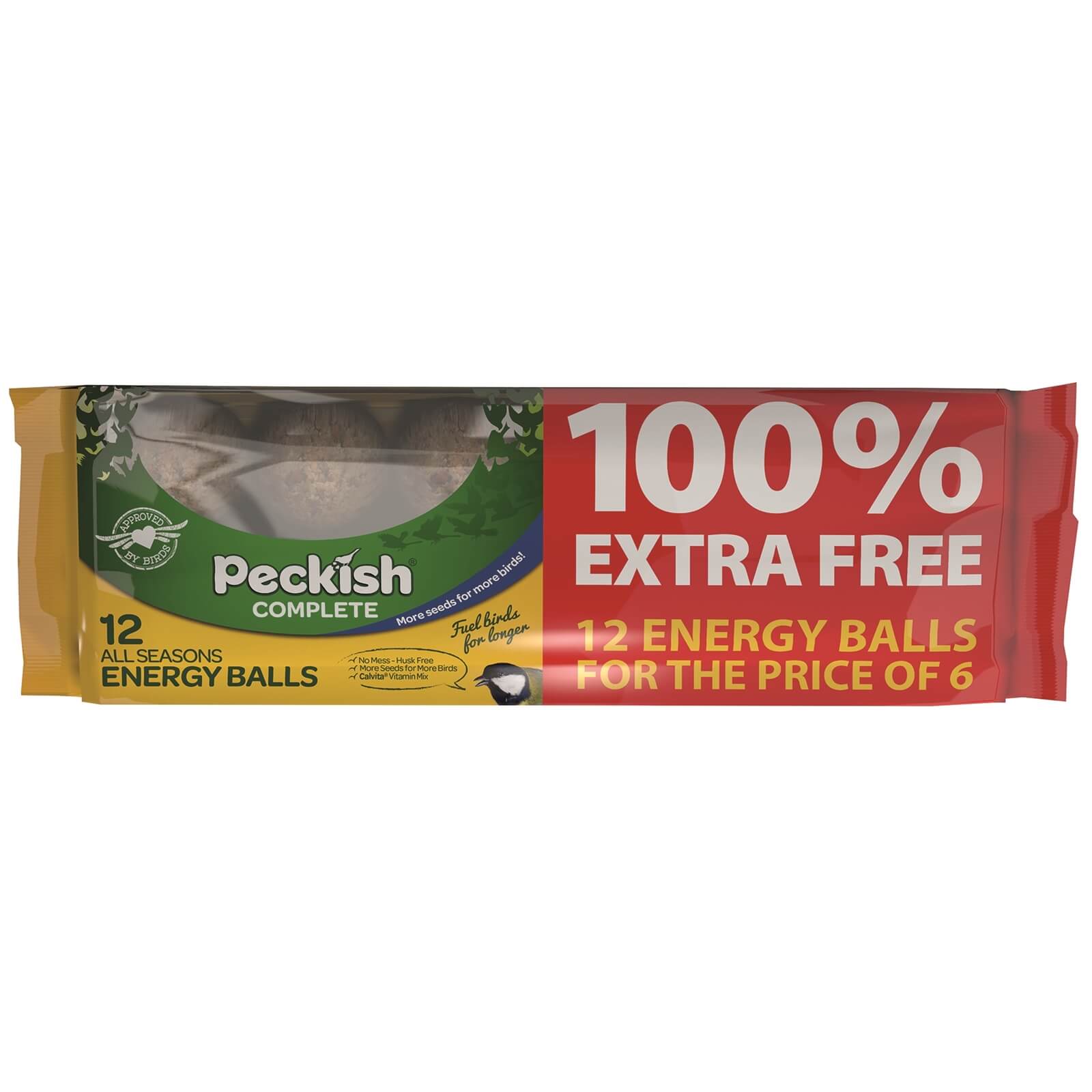 Peckish Complete Energy Suet Fat Balls For Wild Birds, Pack of 6 + 100% Extra Free