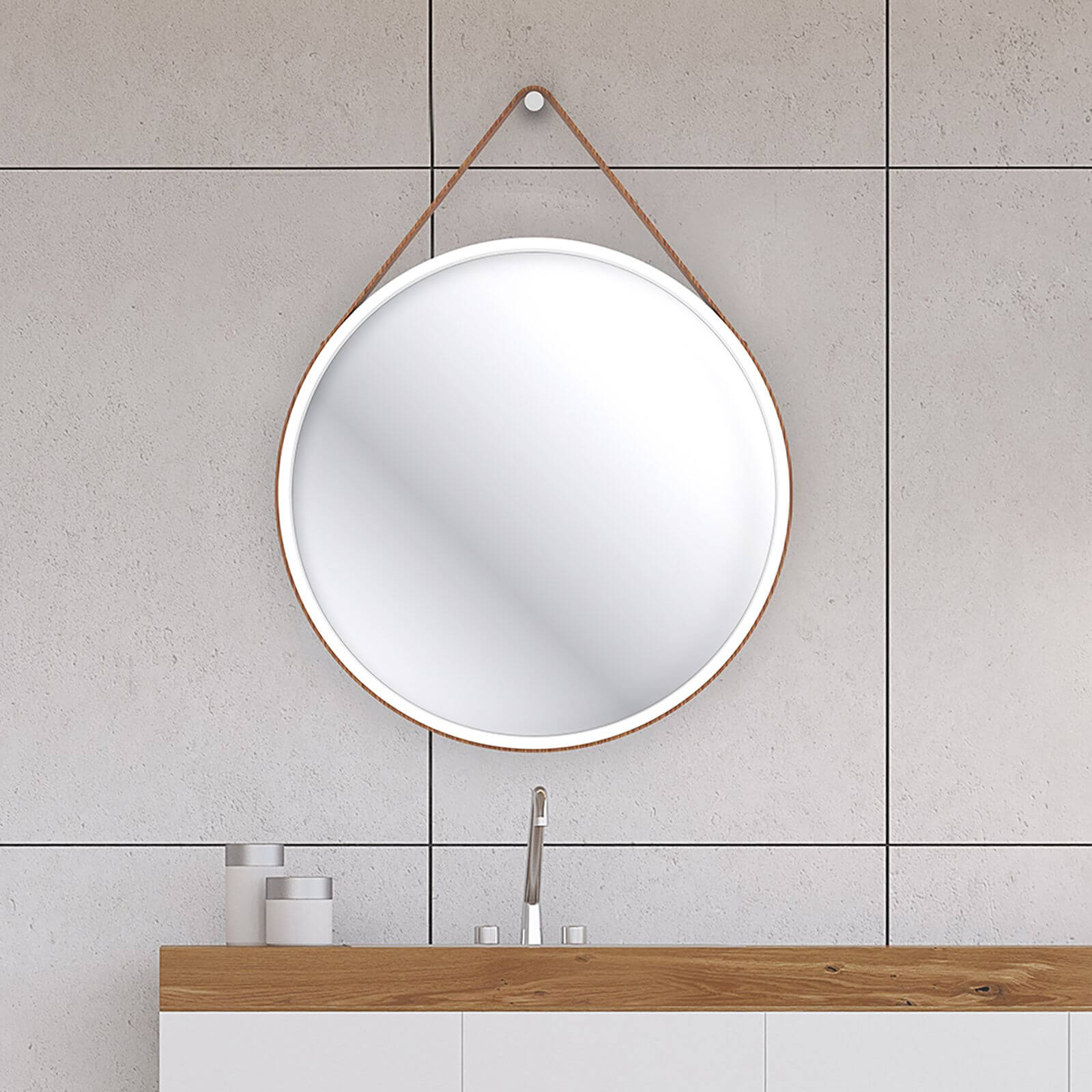 Home Design Round 60cm Bathroom Mirror - White