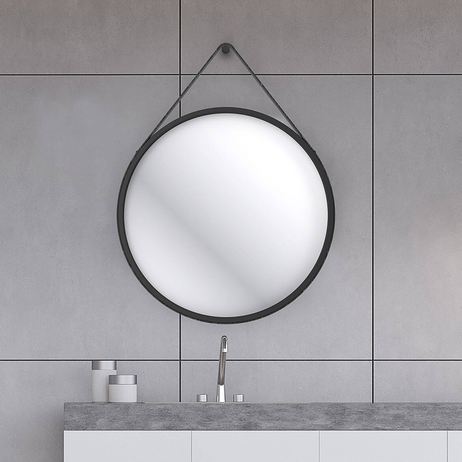 Home Design Round 60cm Bathroom Mirror - Black
