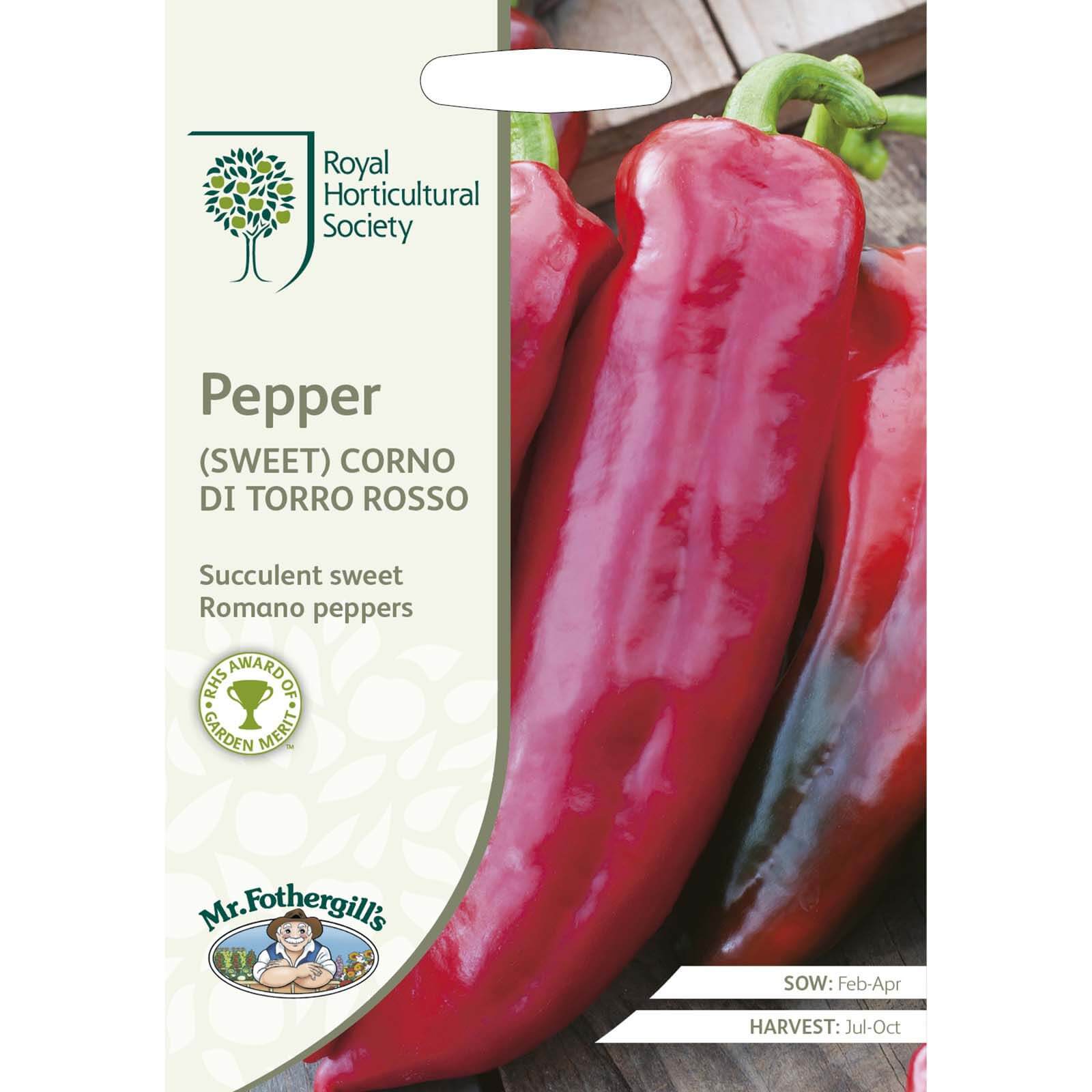 RHS Pepper (Sweet) Corno Di Toro Rosso Seeds