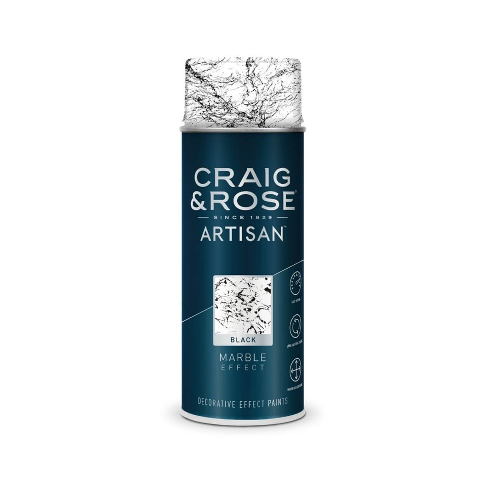 Craig & Rose Artisan Marble Effect Spray Paint Paint - Black - 400ml
