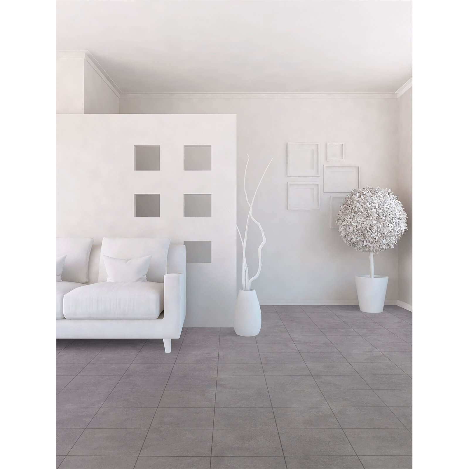 Finley Vinyl Flooring - Grey Tile Effect - 2x3m
