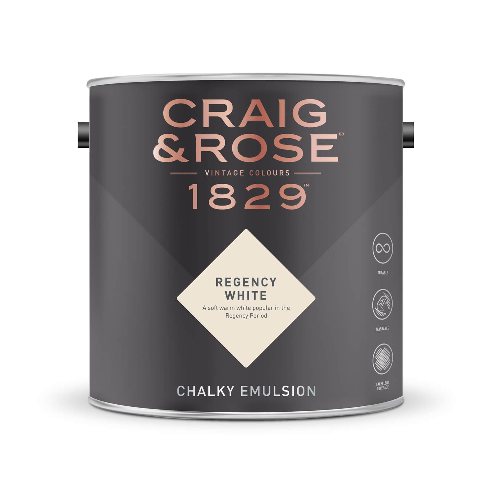 Craig & Rose 1829 Chalky Emulsion Paint Regency White - 2.5L