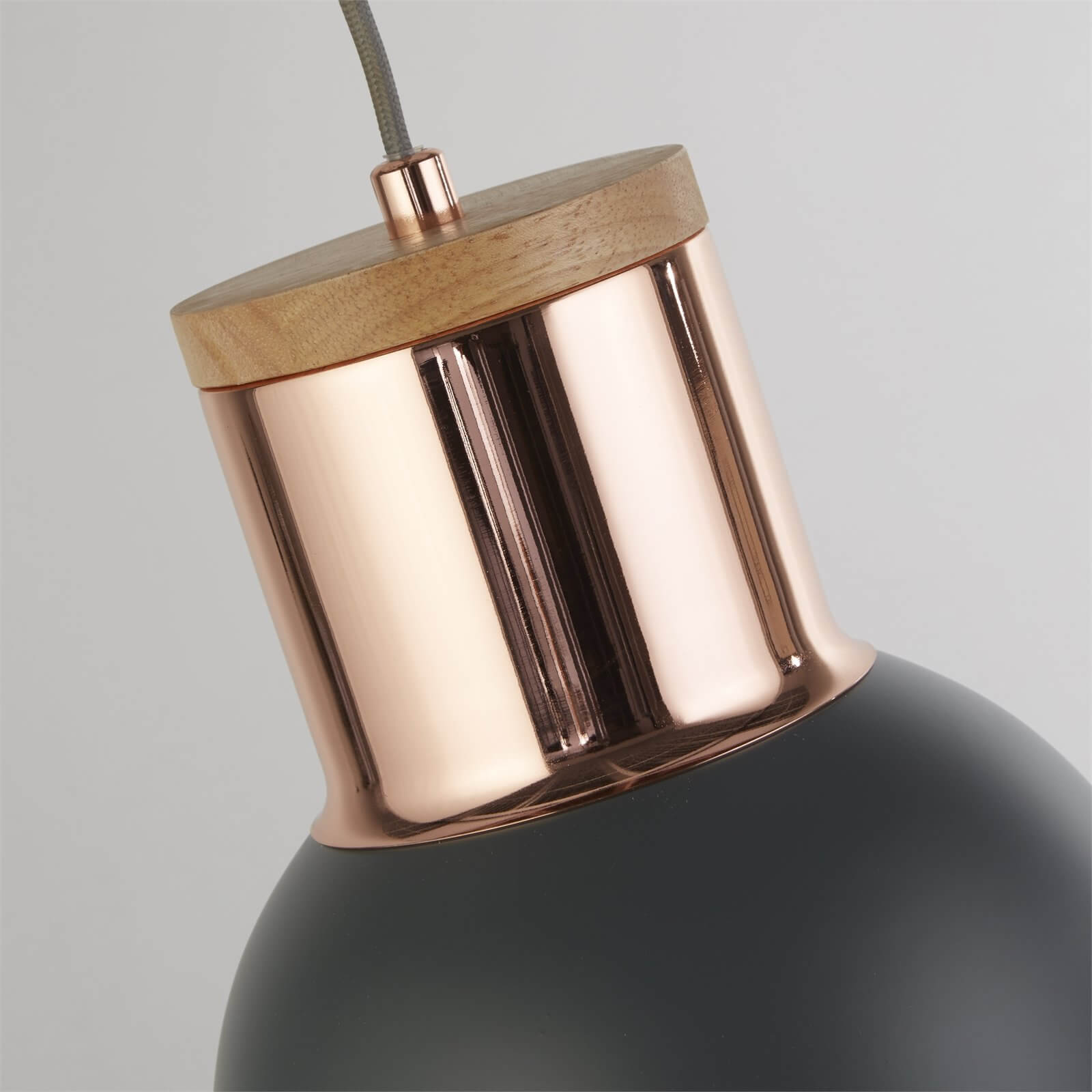 Barham 1 Light Pendant Light - Matt Grey and Copper
