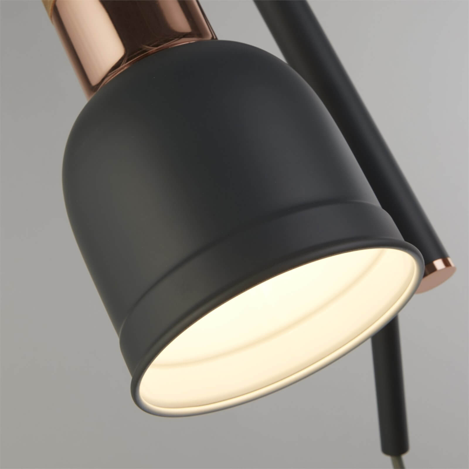 Barham 3 Light Pendant Light - Matt Grey and Copper