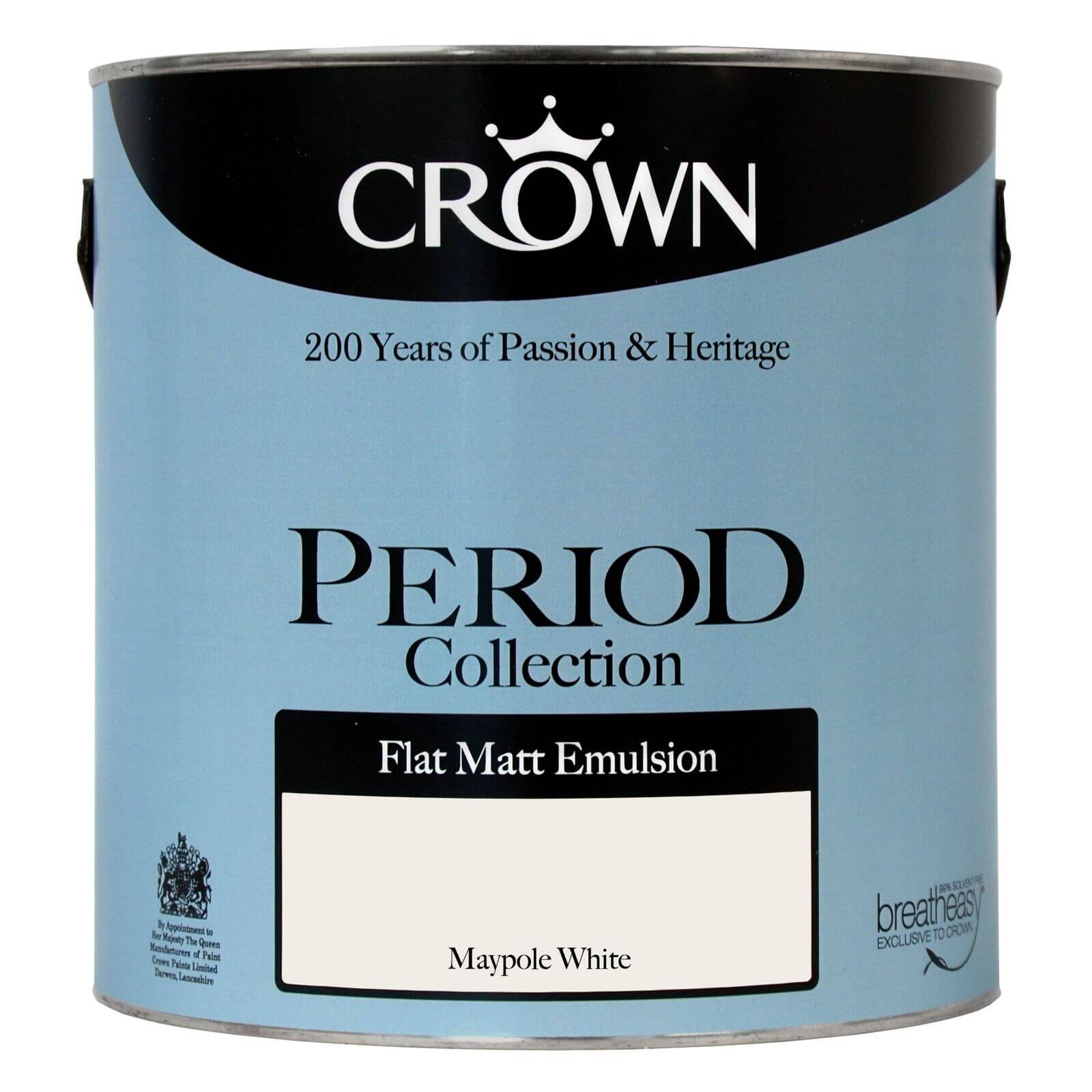 Crown Period Collection Maypole White - Flat Matt Emulsion Paint - 2.5L