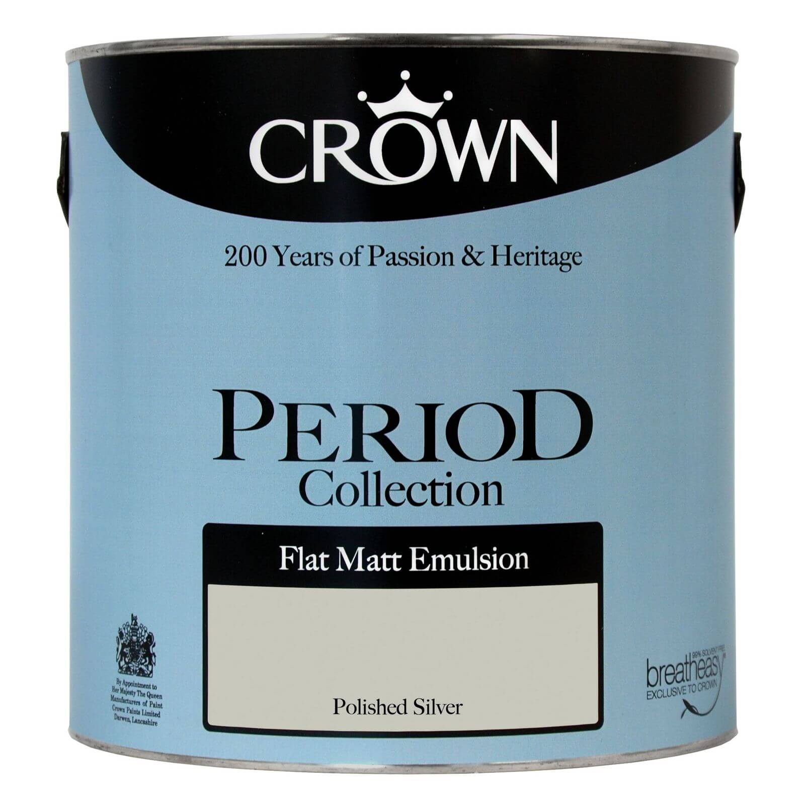 Crown Period Collection Polished Silver - Flat Matt Emulsion Paint - 2.5L