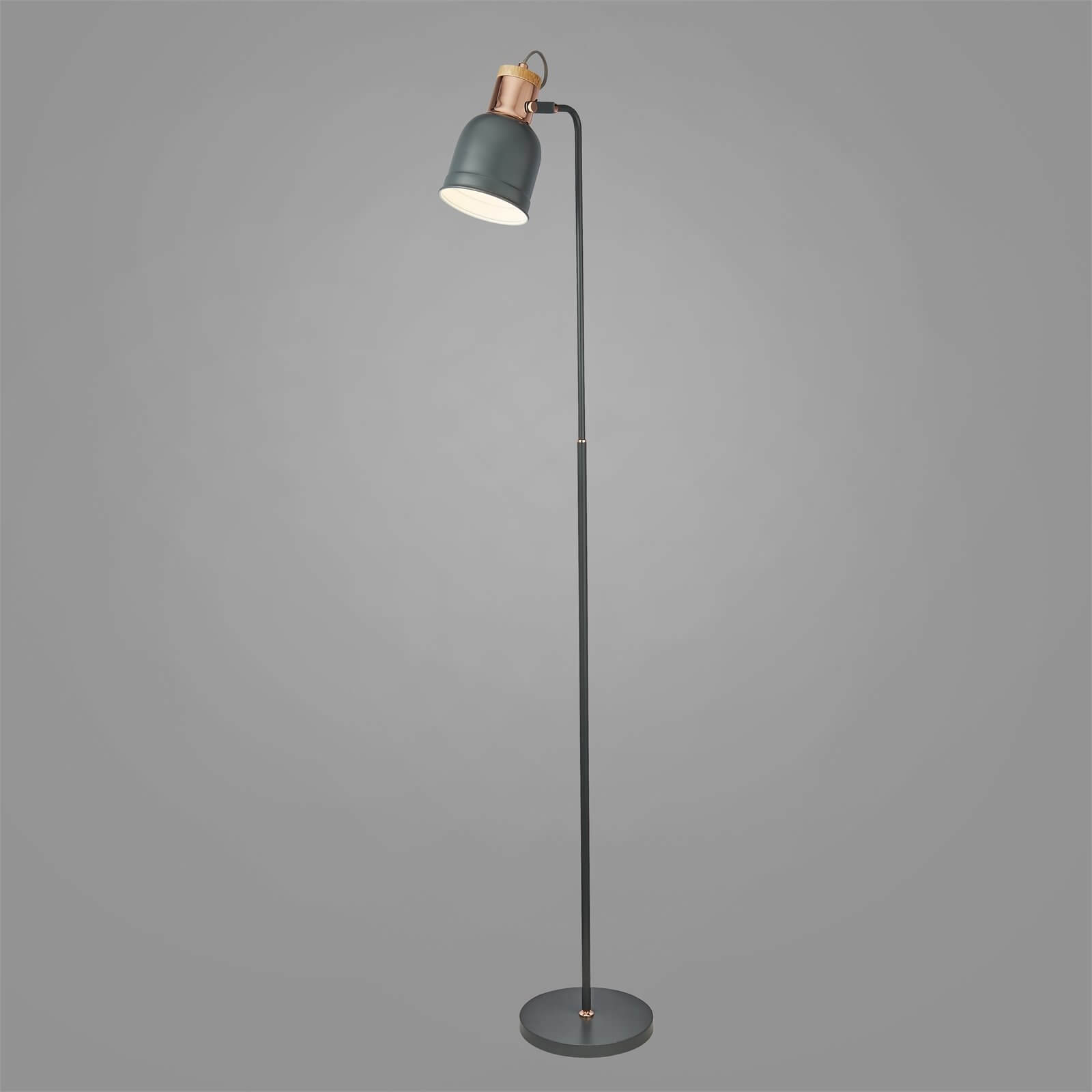 Barham Floor Lamp - Matt Grey and Copper