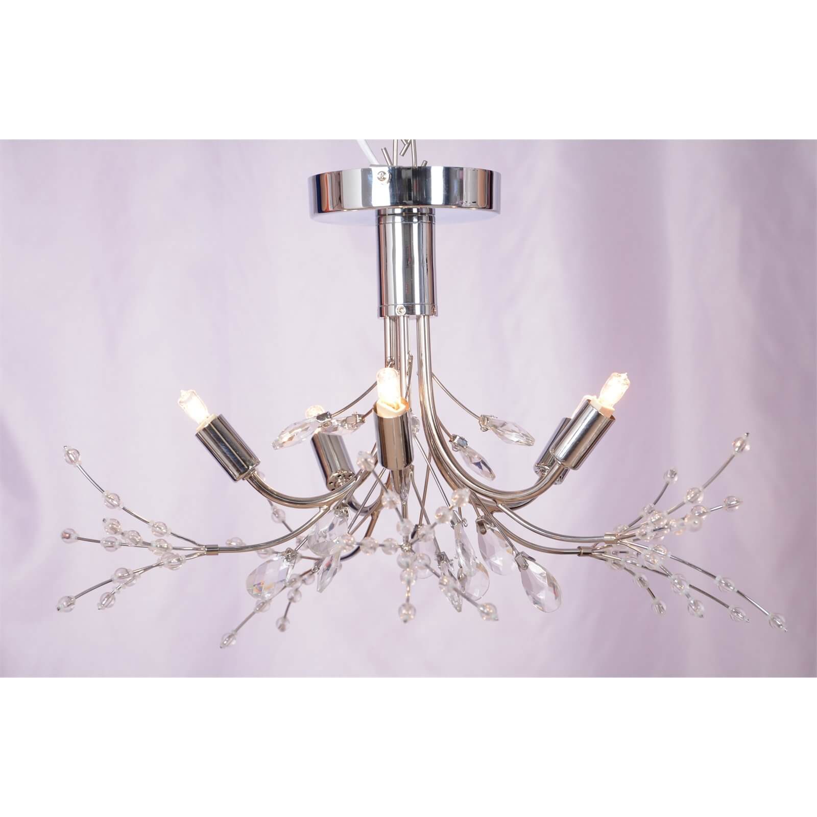 Gin Gin 5 Light Beaded Pendant Light - Chrome and Clear