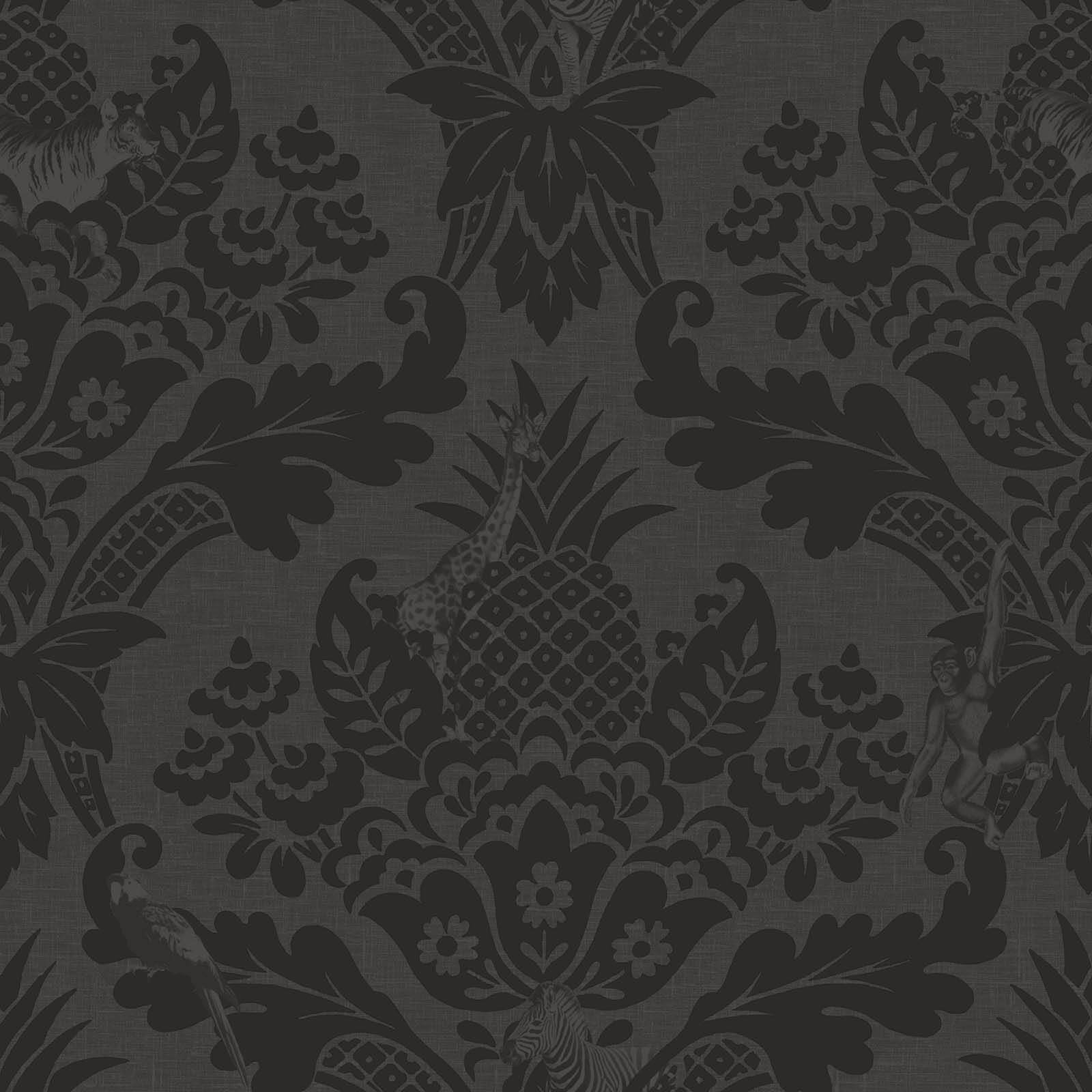 Holden Decor Bengal Black Damask Smooth Wallpaper