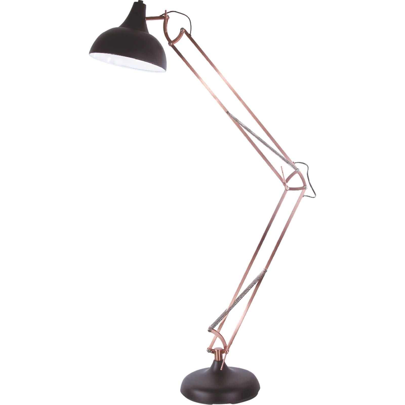 Picton Adjustable Floor Lamp - Matt Black and Sand Copper