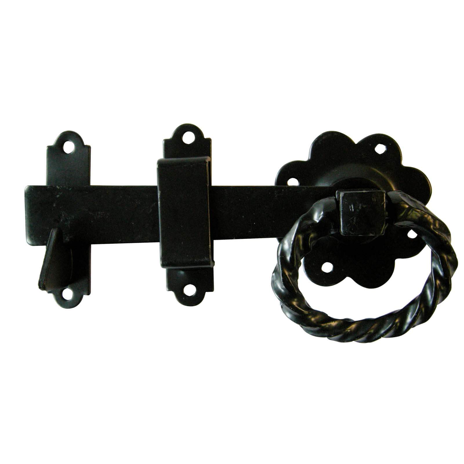Twisted Ring Handled Gate Latch - Black - 152mm