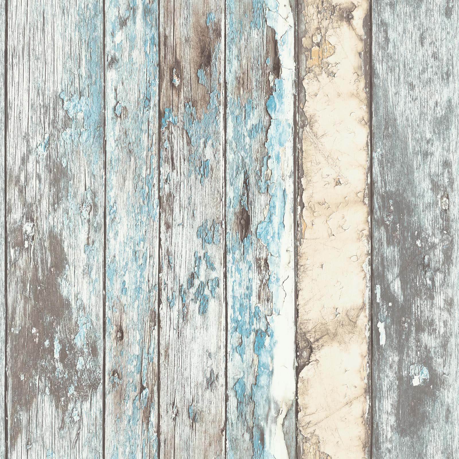 Grandeco Rustic Wood Teal Paste the Wall Wallpaper