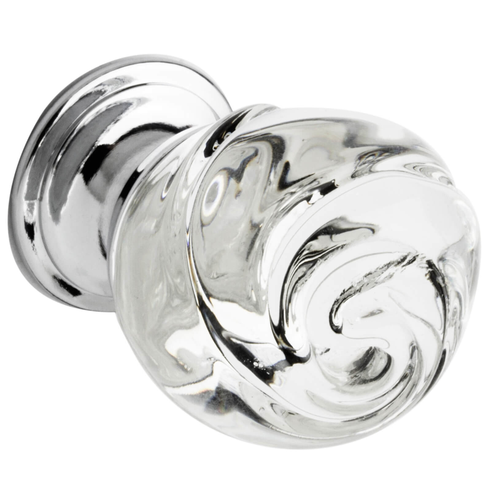 Flower Glass Knob - Chrome - 30mm