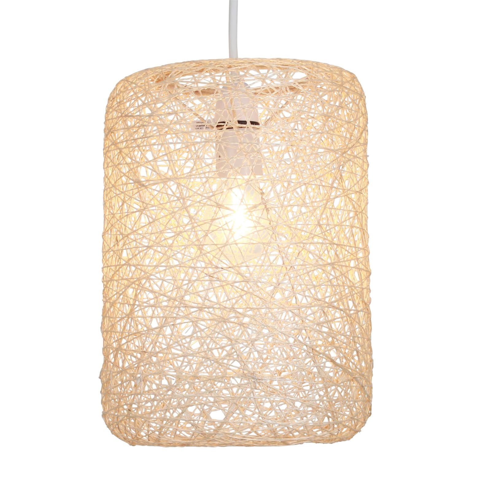 Abaca Straight Cylinder Pendant - Natural