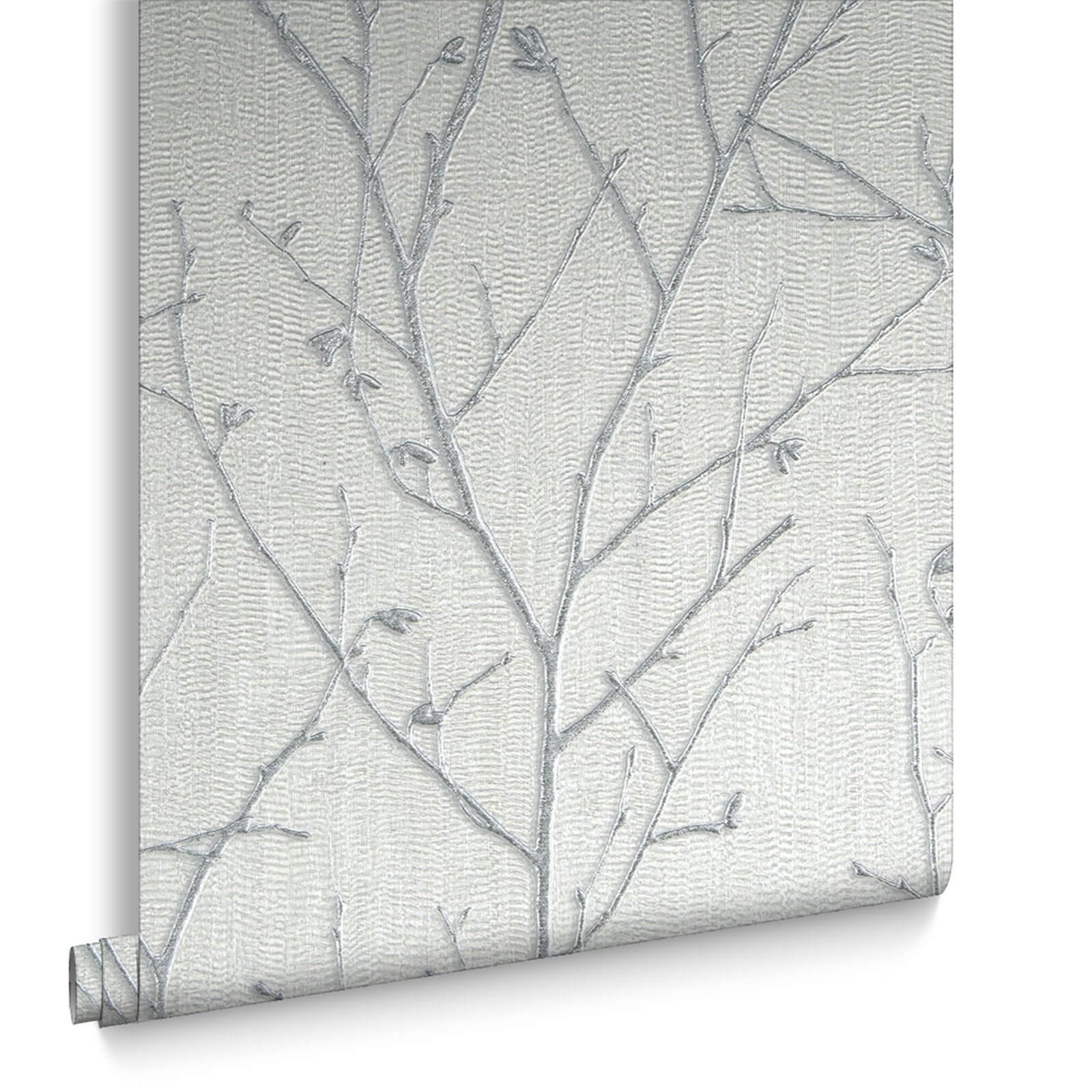 Boutique Water Silk Sprig Wallpaper - Light Silver