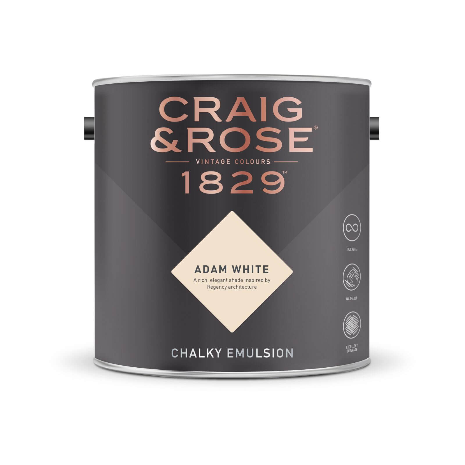 Craig & Rose 1829 Chalky Matt Emulsion Paint Adam White - 2.5L