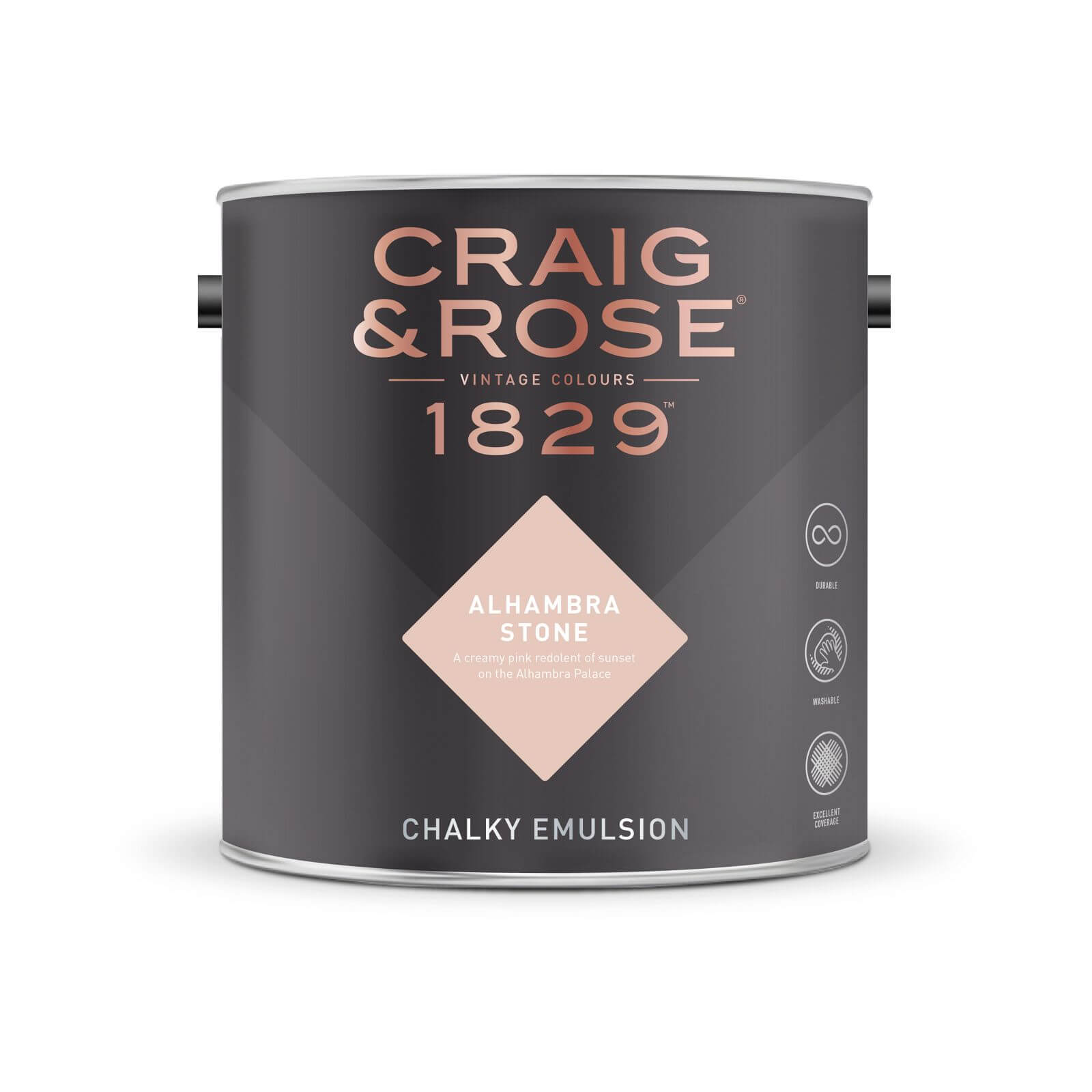 Craig & Rose 1829 Chalky Matt Emulsion Paint Alhambra Stone - 2.5L