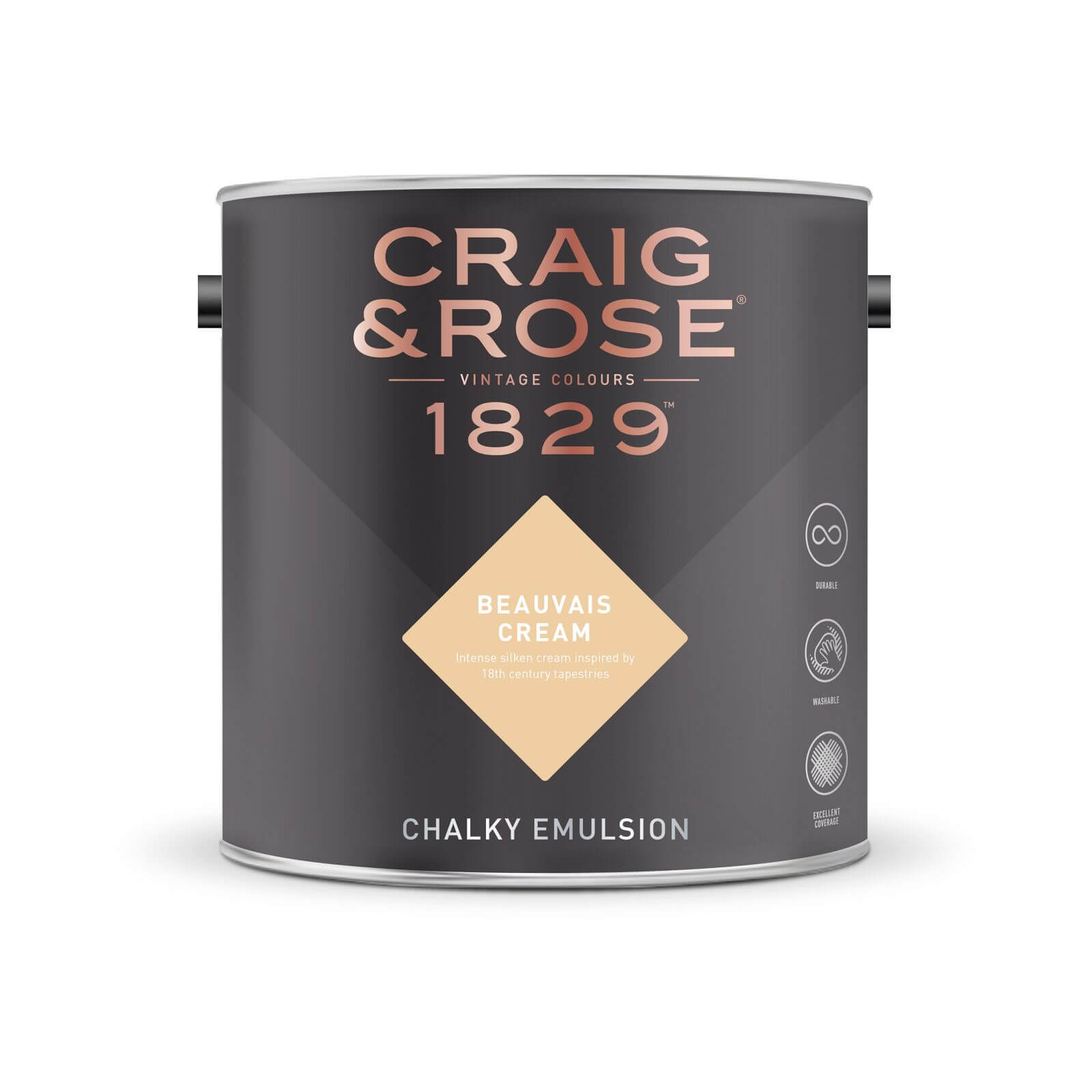 Craig & Rose 1829 Chalky Matt Emulsion Paint Beauvais Cream - 2.5L