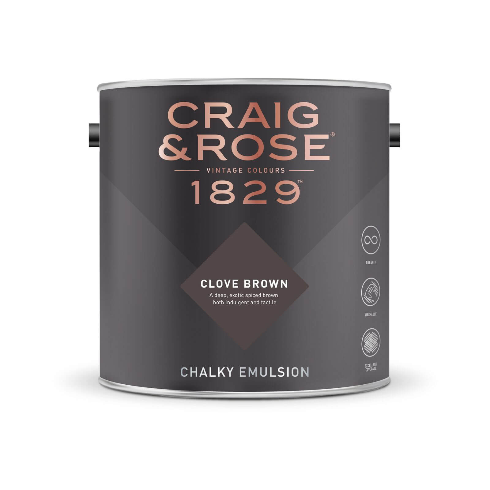 Craig & Rose 1829 Chalky Matt Emulsion Paint Clove Brown - 2.5L