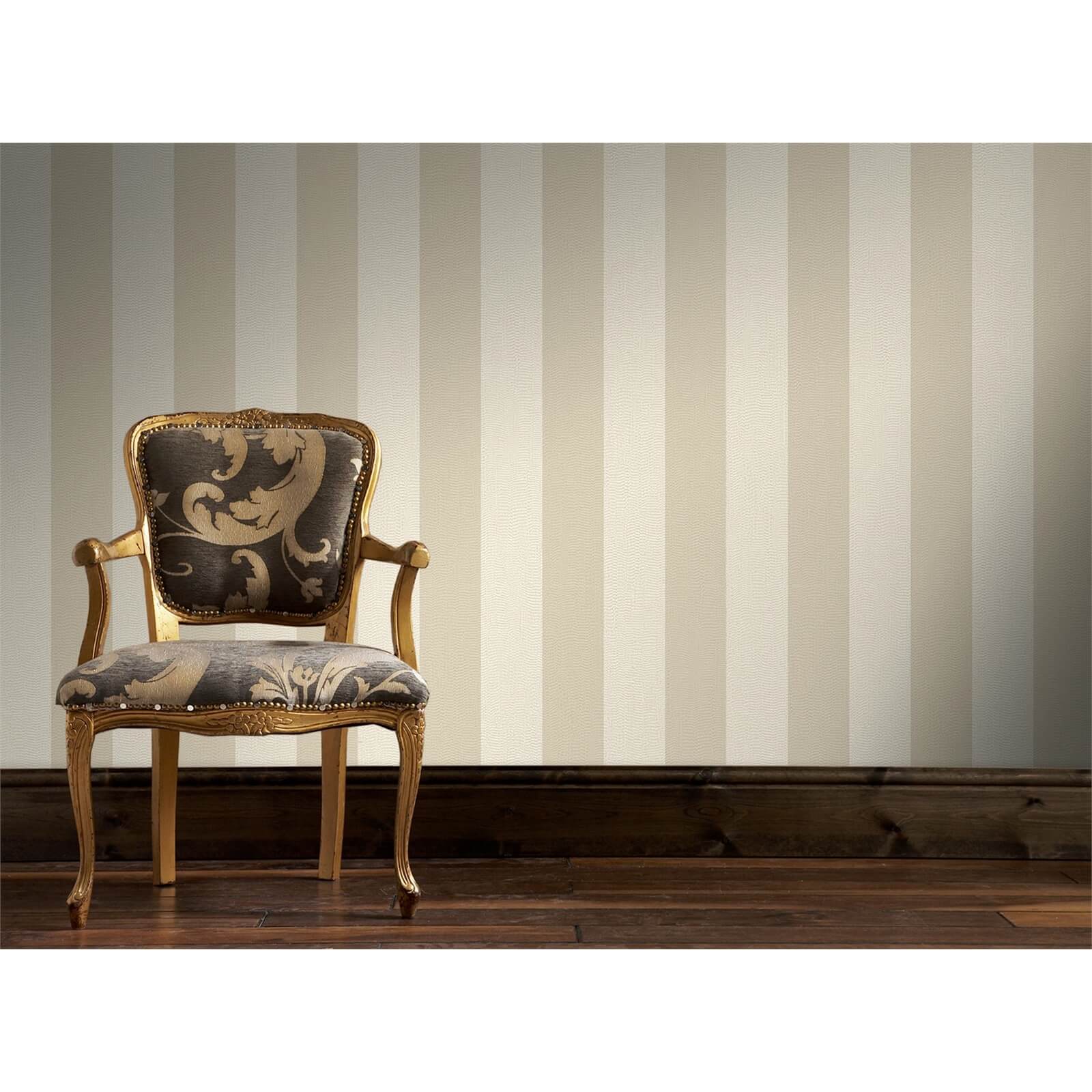 Boutique Water Silk Stripe Wallpaper - Ivory/Taupe