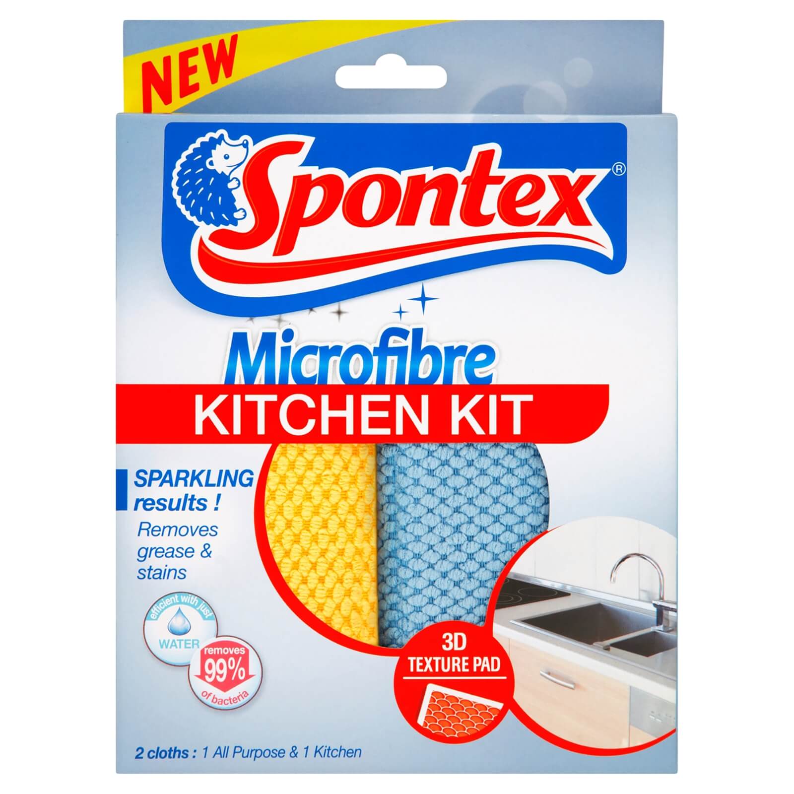Spontex Microfibre Kitchen Kit 2pk