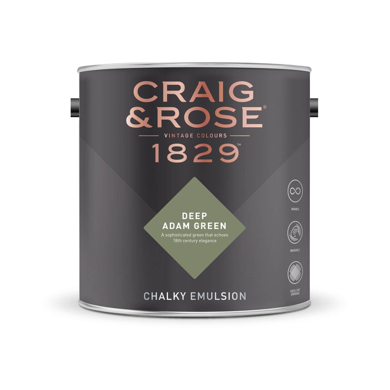 Craig & Rose 1829 Chalky Matt Emulsion Paint Deep Adam Green - 2.5L