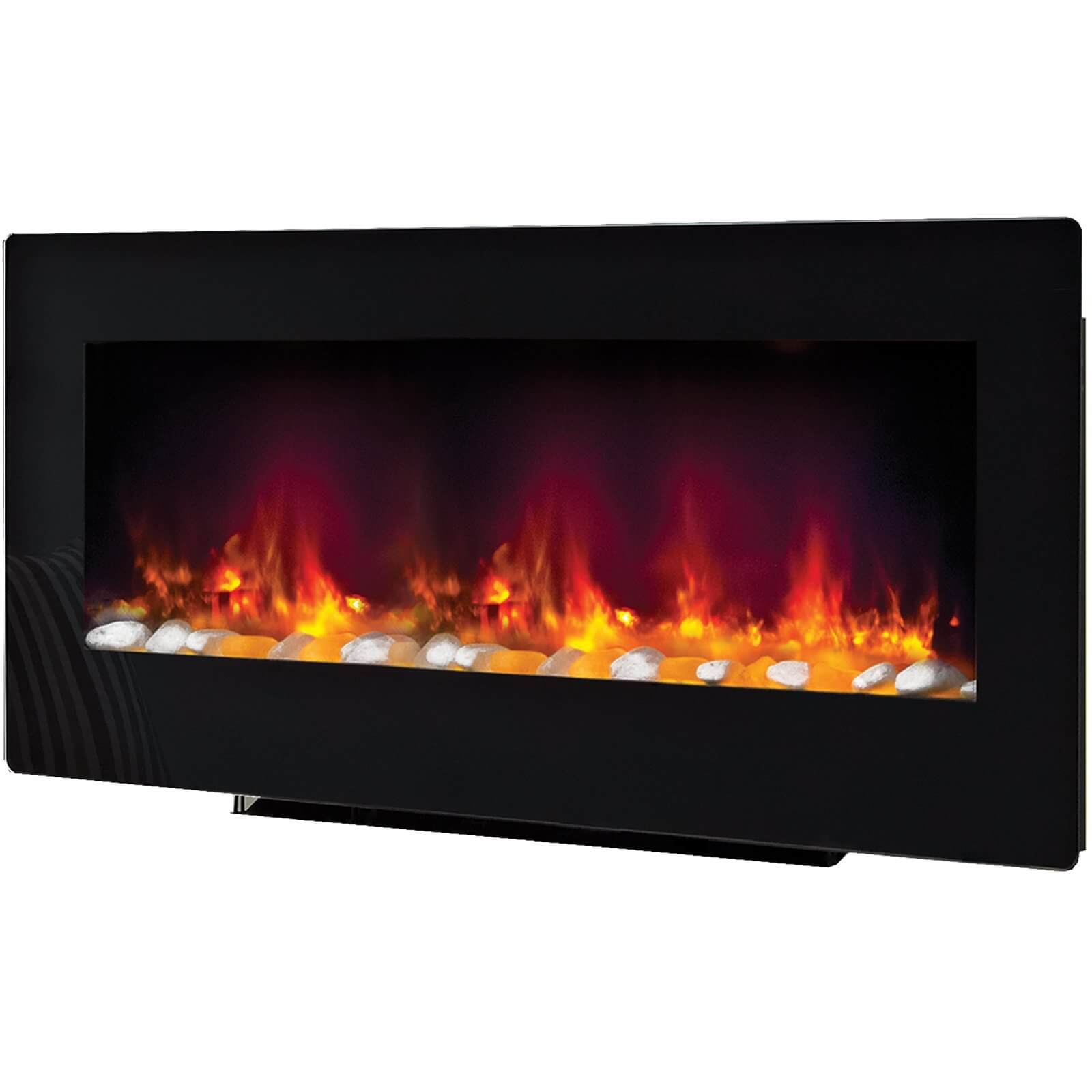 Be Modern Amari Electric Fire with Wall Mounted Fitting - Black Glass