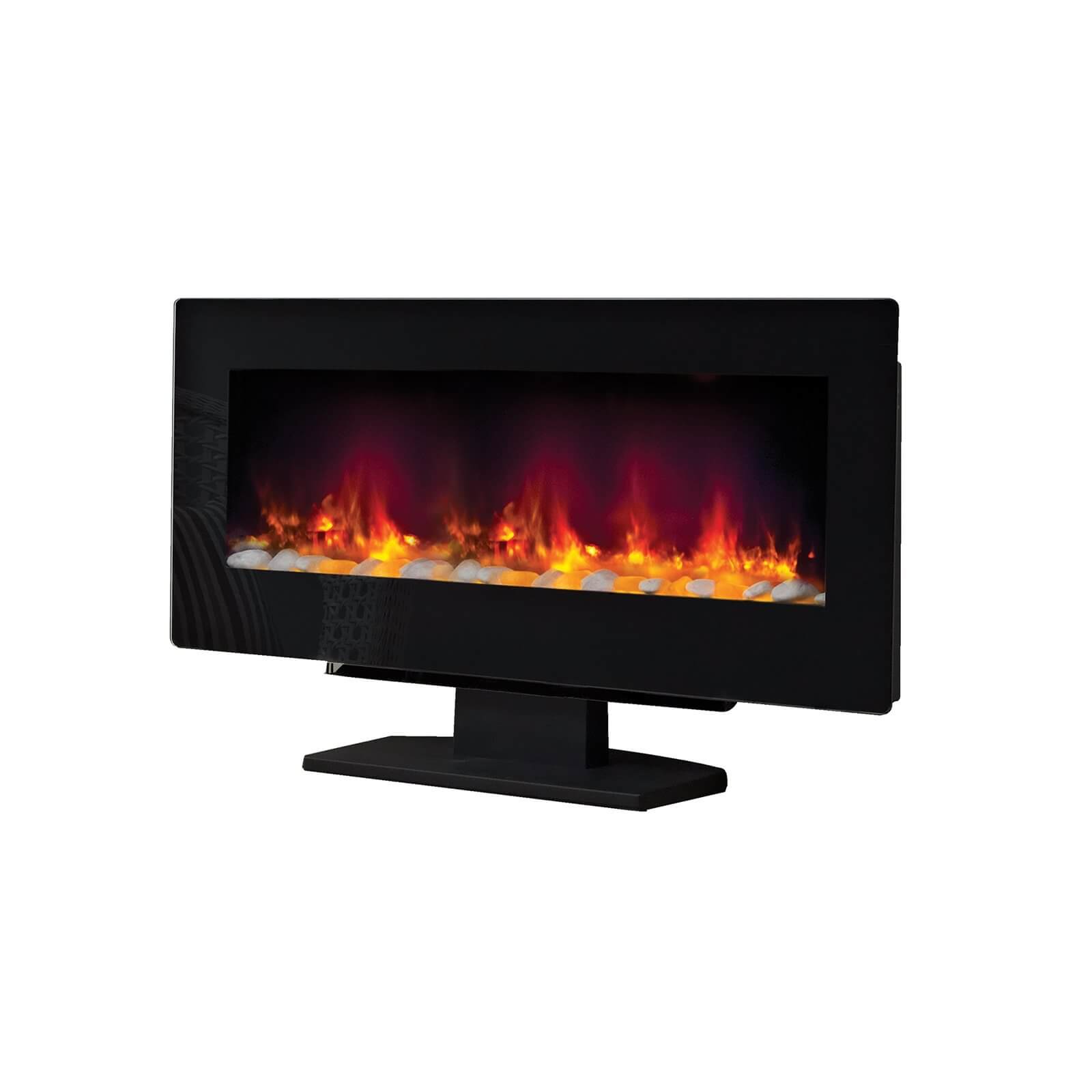 Be Modern Amari Electric Fire with Wall Mounted Fitting - Black Glass