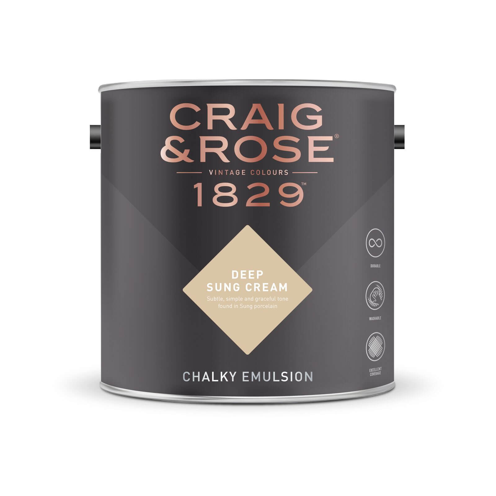 Craig & Rose 1829 Chalky Matt Emulsion Paint Deep Sung Cream - 2.5L
