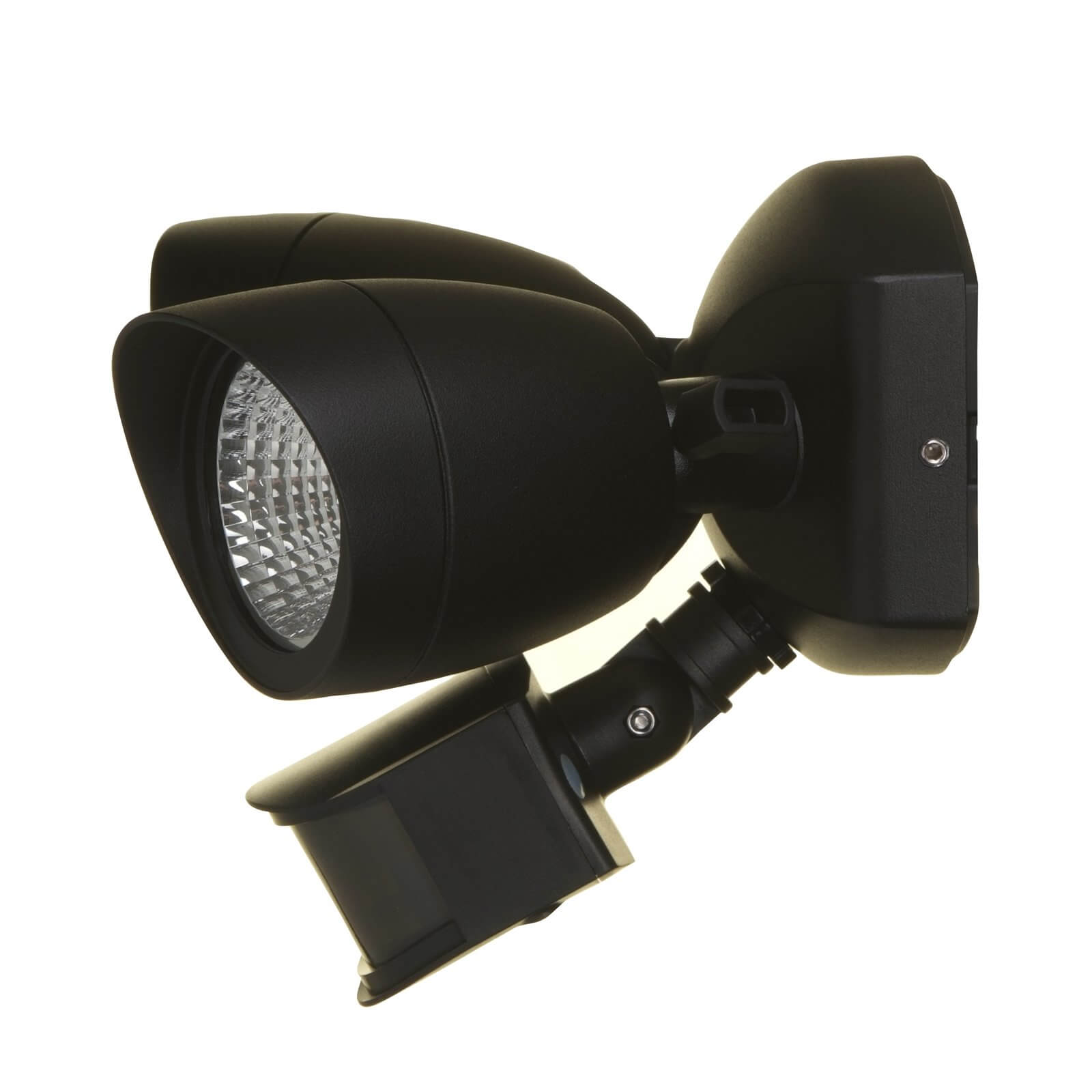 Lutec Shrimp Twin Head LED PIR Outdoor Wall Light - Black