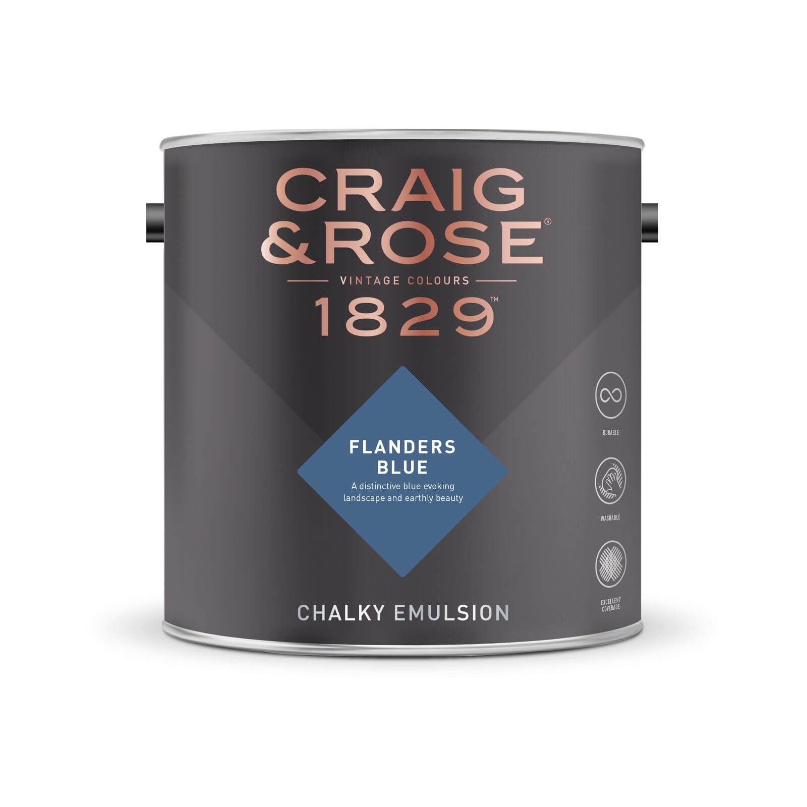 Craig & Rose 1829 Chalky Matt Emulsion Paint Flanders Blue - 2.5L