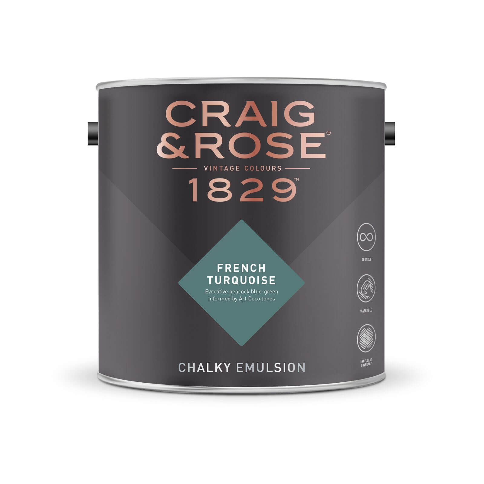 Craig & Rose 1829 Chalky Matt Emulsion Paint French Turquoise - 2.5L