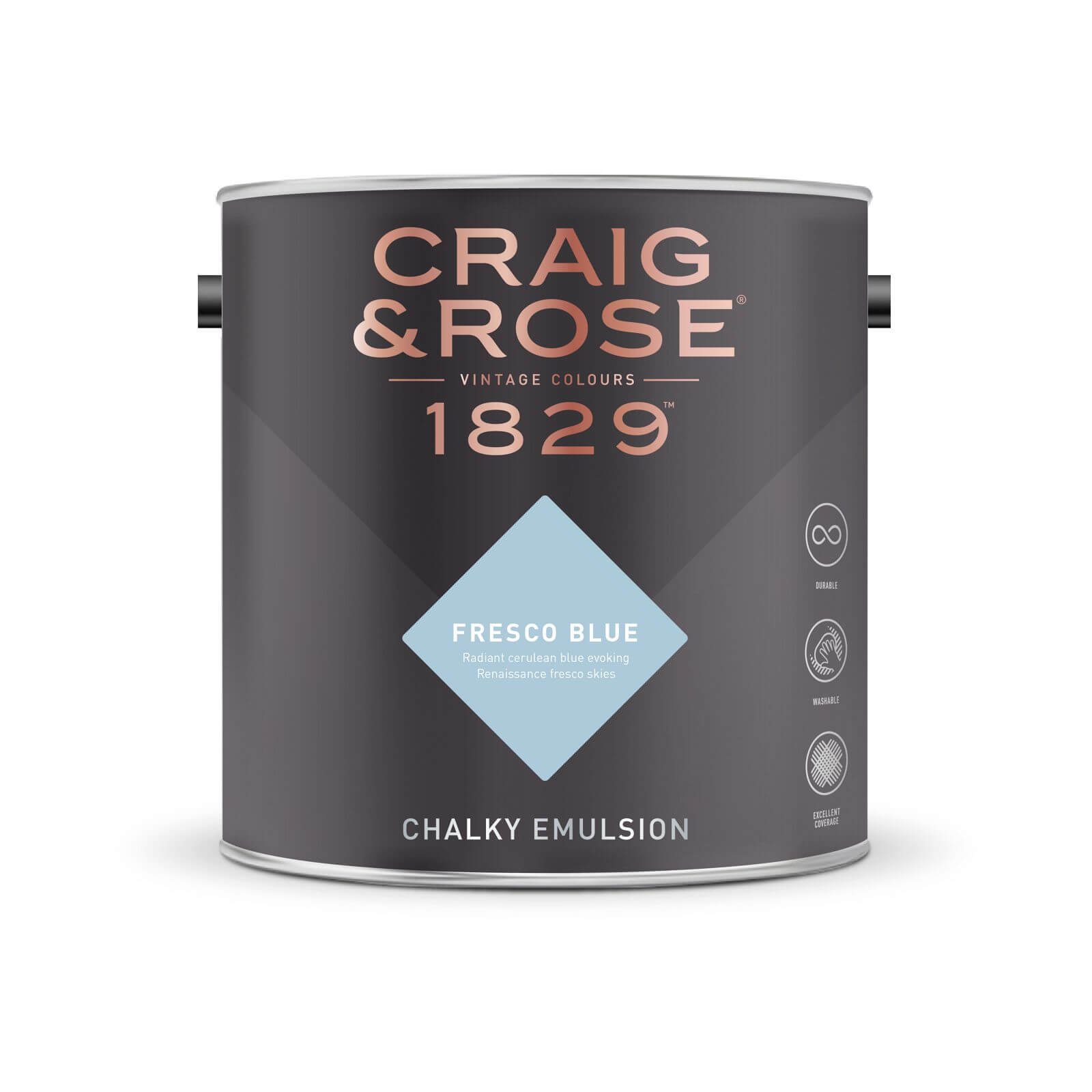Craig & Rose 1829 Chalky Matt Emulsion Paint Fresco Blue - 2.5L