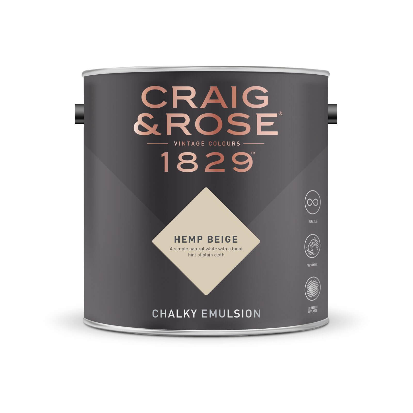 Craig & Rose 1829 Chalky Matt Emulsion Paint Hemp Beige - 2.5L
