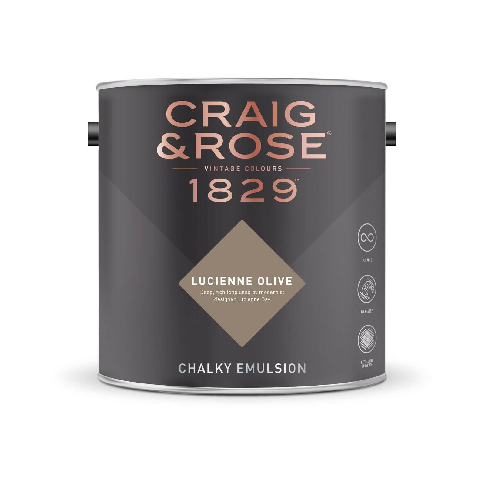 Craig & Rose 1829 Chalky Matt Emulsion Paint Lucienne Olive - 2.5L
