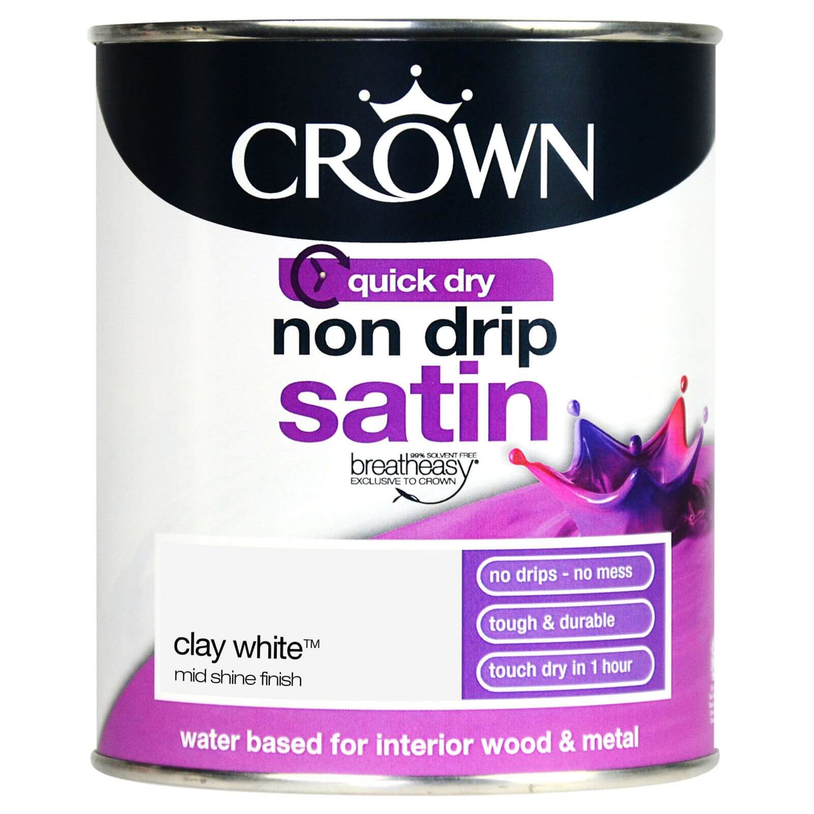 Crown Standard Breatheasy Clay White - Non Drip Satin Paint - 750ml